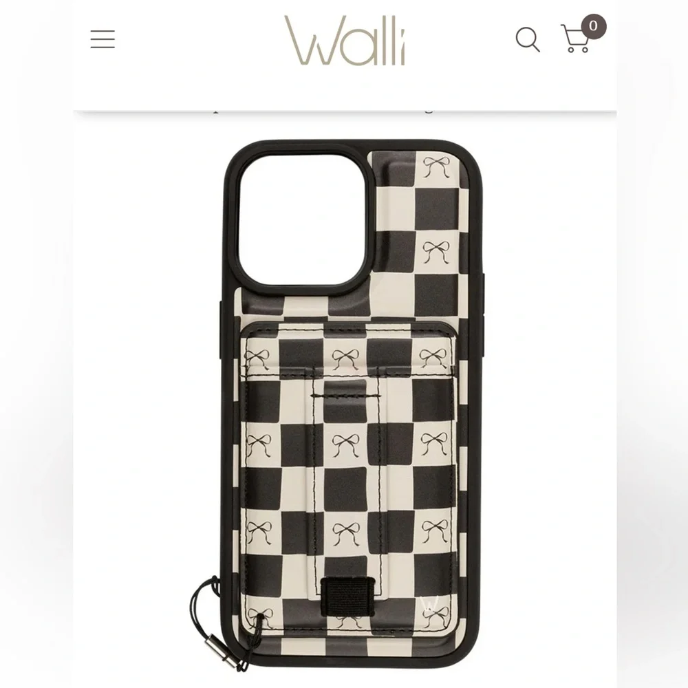 Walli Bow Noir Magnetic Case and Wallet Black and Cream iPhone 16 pro max Case - Picture 1 of 8